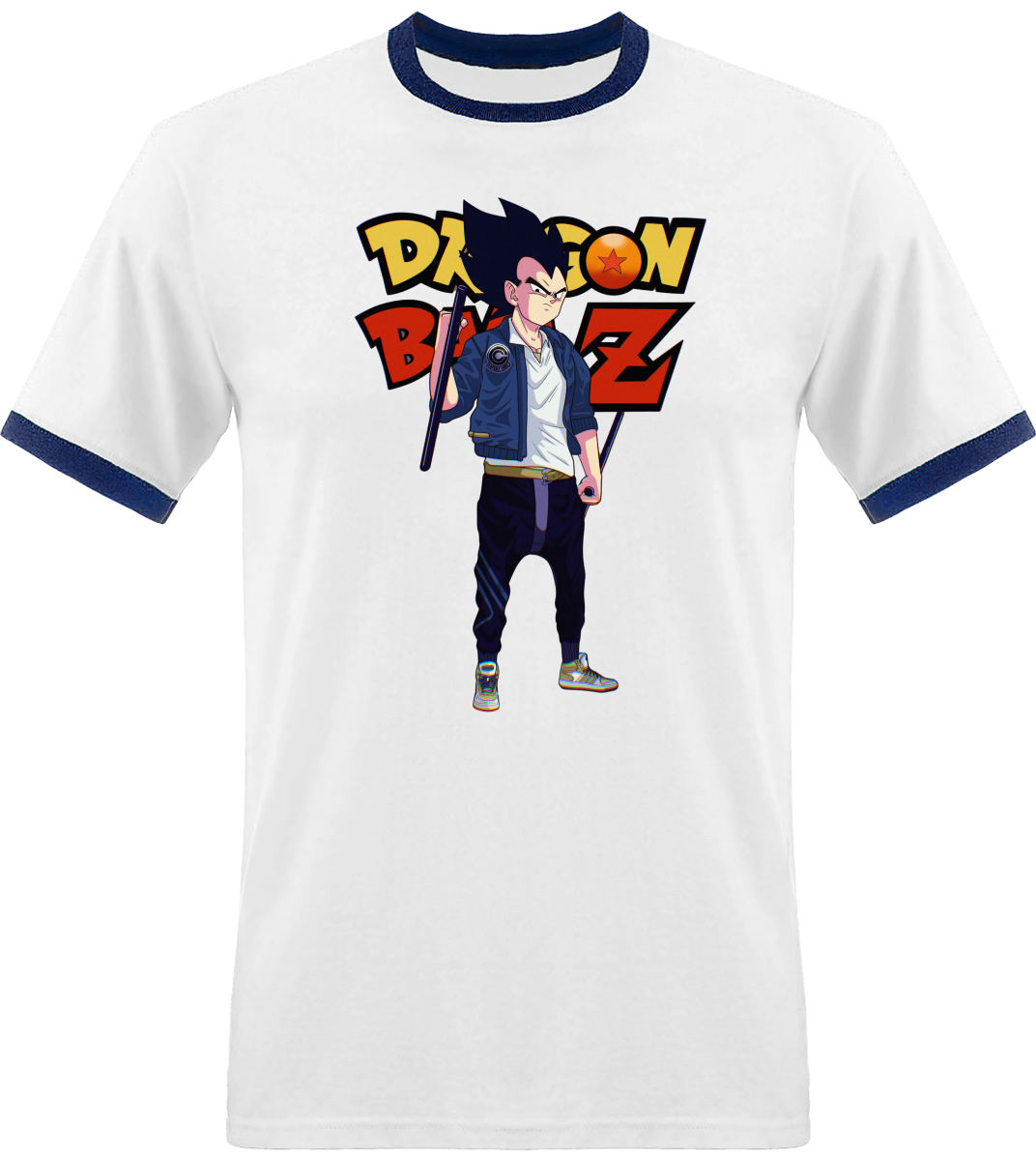 T-shirt Dragon Ball Végéta Avec Bordure