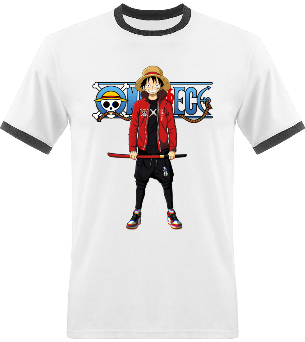 T-shirt One Piece Luffy Avec Bordure