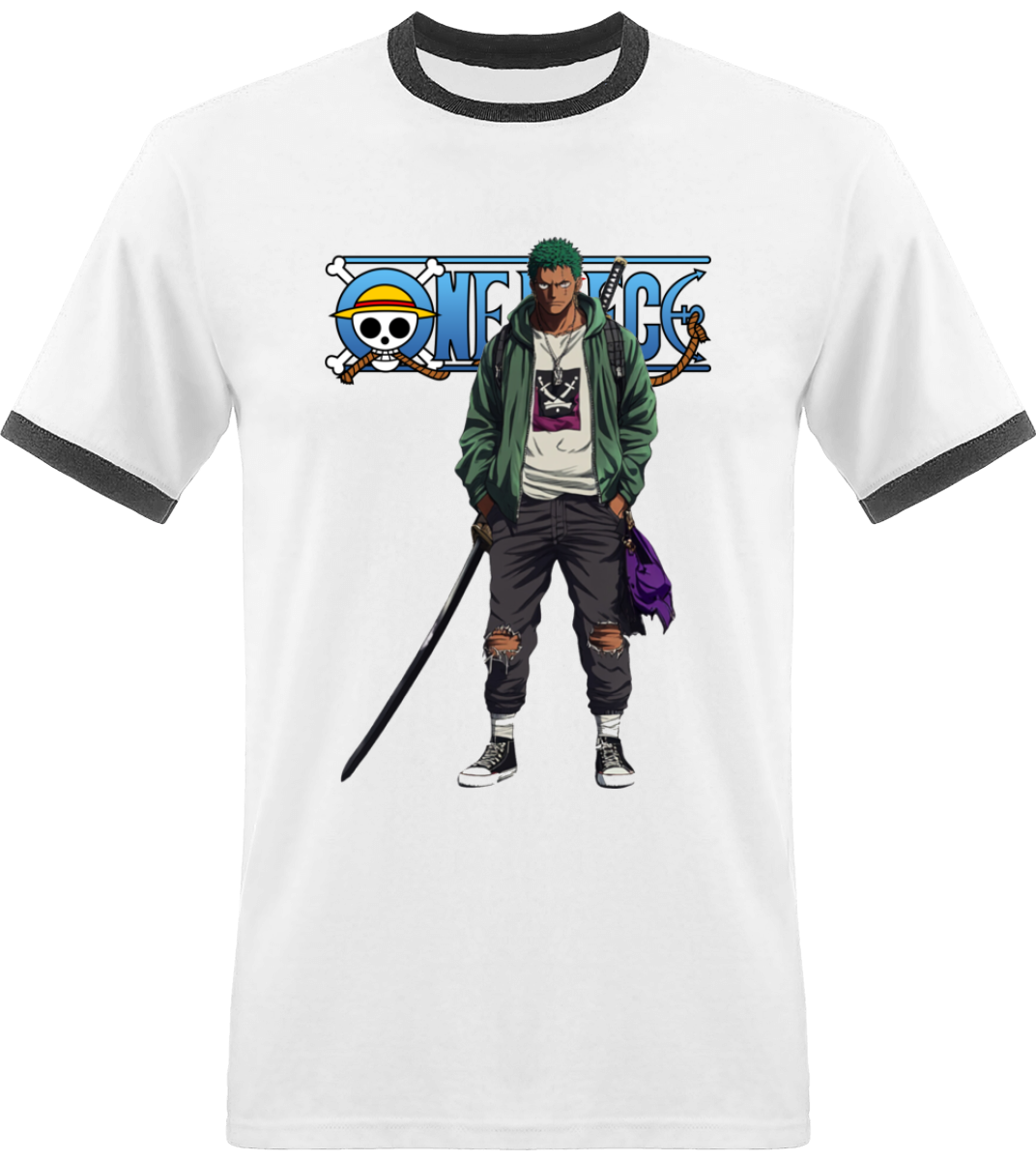 T-shirt One Piece Zoro Avec Bordure