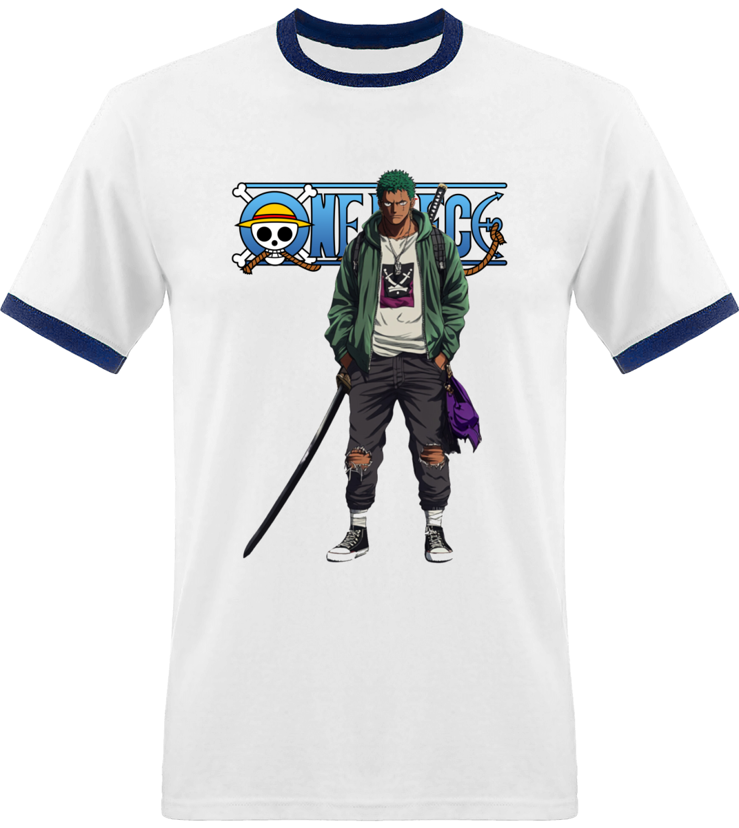 T-shirt One Piece Zoro Avec Bordure