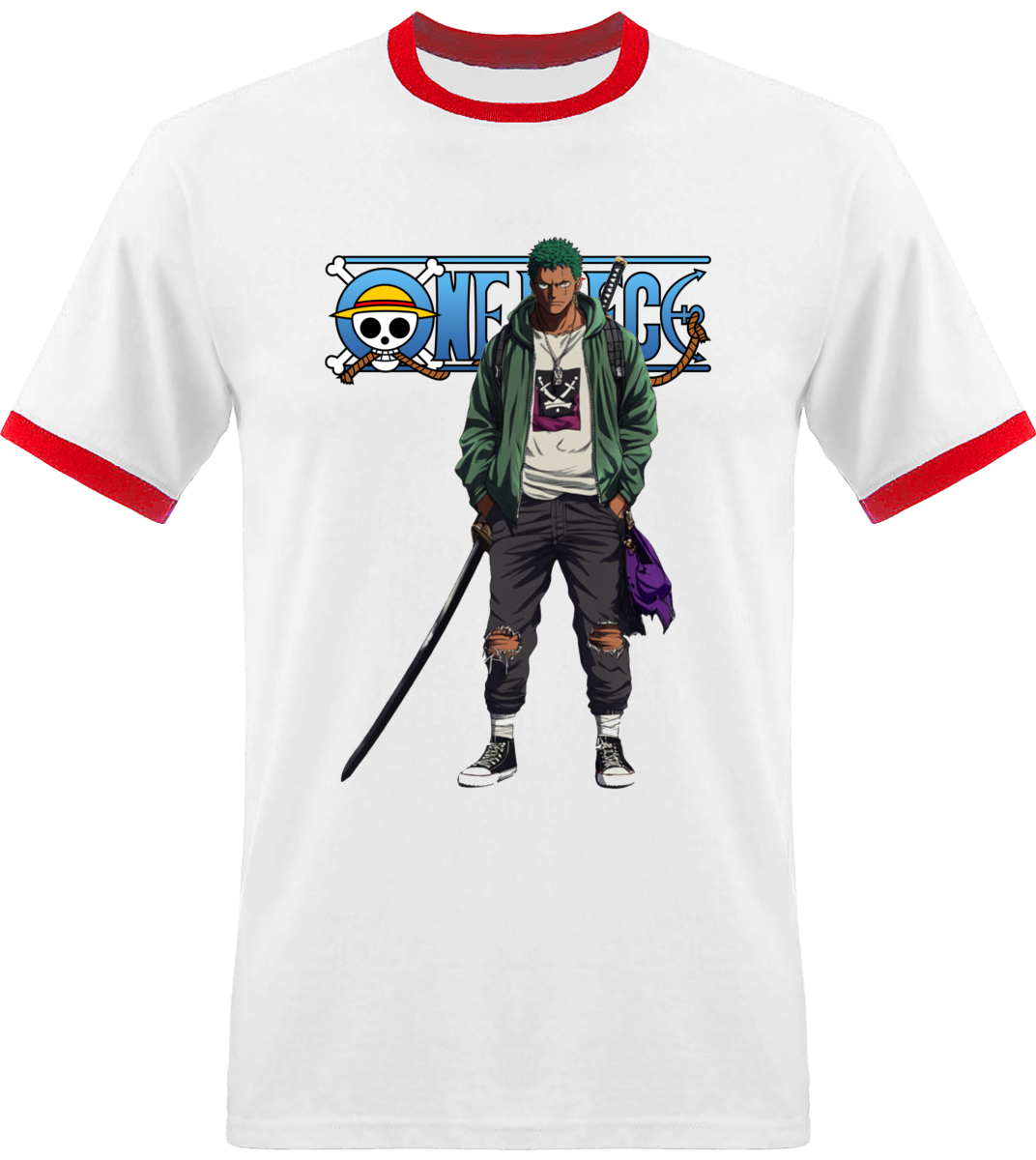 T-shirt One Piece Zoro Avec Bordure