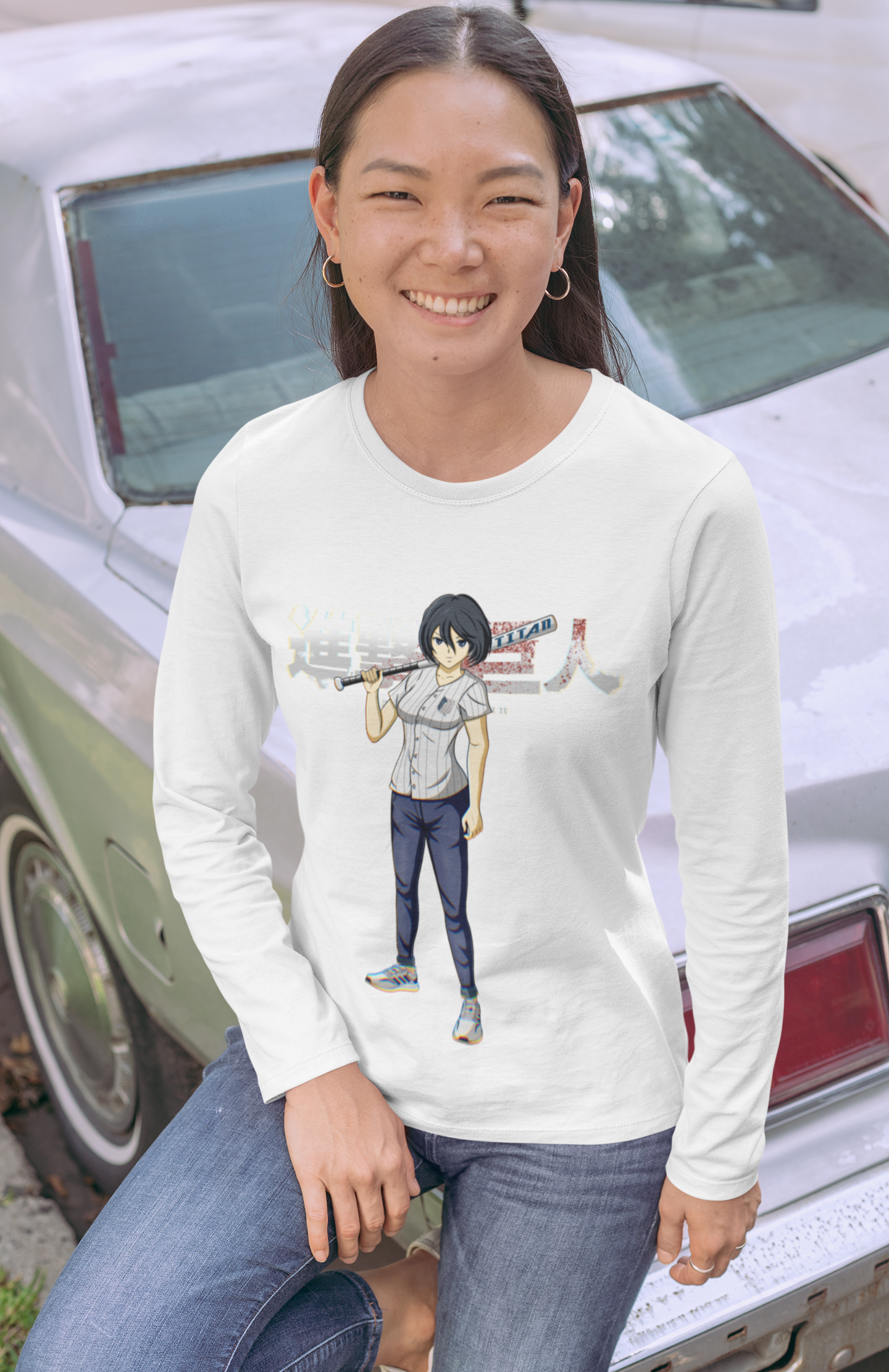 T Shirt Attaque Des Titans Bio à Manches Longues Mikasa