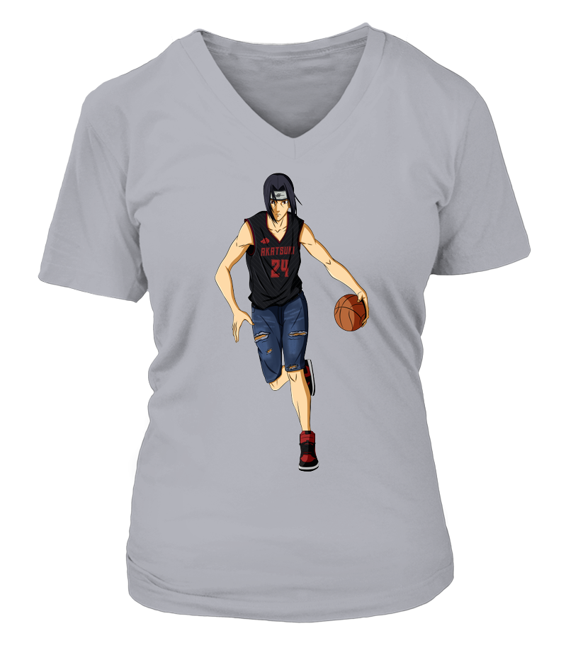 T-Shirt Naruto Femme Col V Itachi Basketball