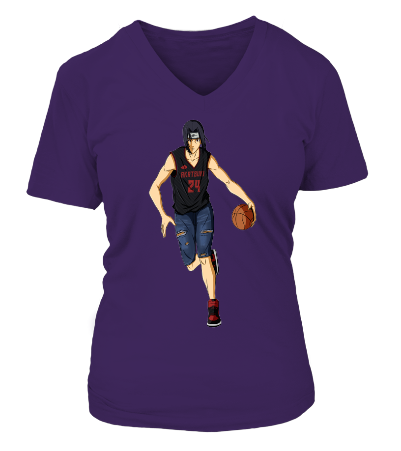 T-Shirt Naruto Femme Col V Itachi Basketball