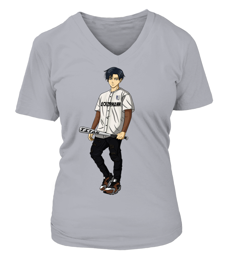 T-Shirt Attaque Des Titans Col V Femme Livai Baseball