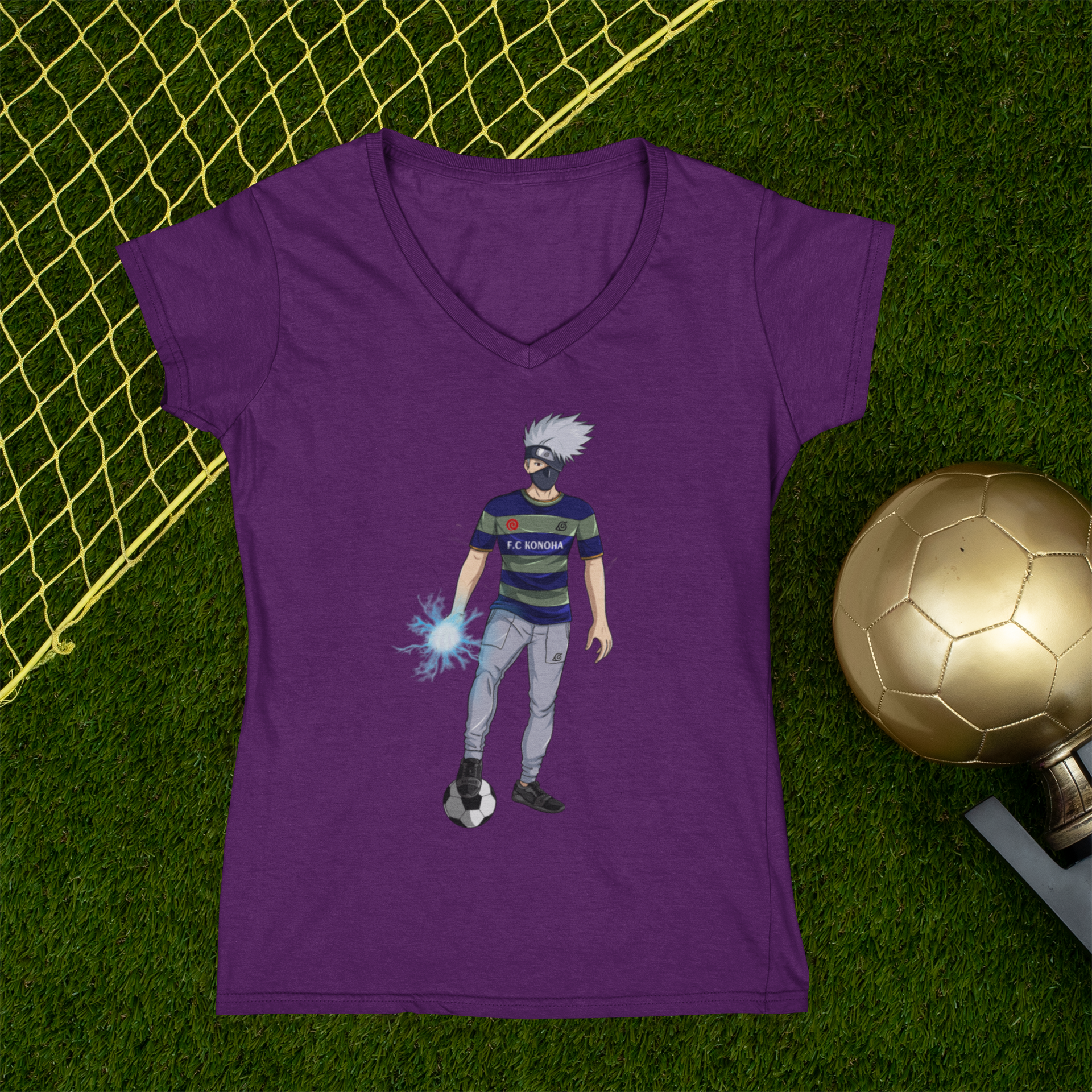 T-Shirt Naruto Femme Col V Kakashi Football